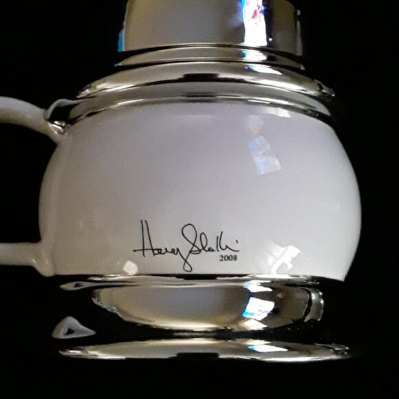 NWT Harry Slatkin Vintage Signed Snowman New Ceramic Silver Porcelain - Picture 4 of 5